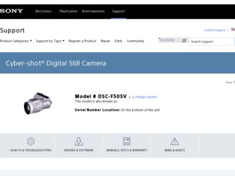 DSC F505V driver download page on the Sony site