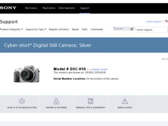 DSC H10 driver download page on the Sony site