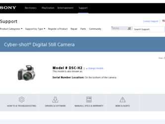 DSC H2 driver download page on the Sony site