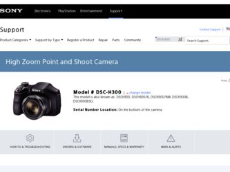 DSC-H300 driver download page on the Sony site