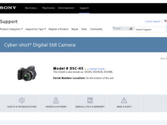 DSC H5 driver download page on the Sony site