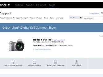 DSC H9 driver download page on the Sony site
