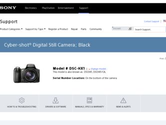 DSC-HX1 driver download page on the Sony site