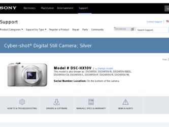 DSC-HX10V driver download page on the Sony site