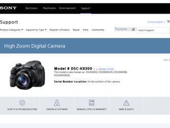 DSC-HX300 driver download page on the Sony site