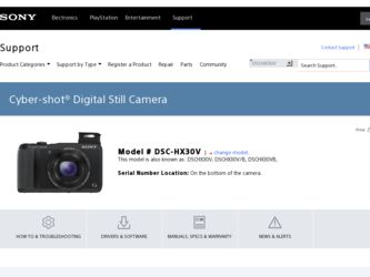DSC-HX30V driver download page on the Sony site