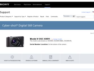 DSC-HX9V driver download page on the Sony site