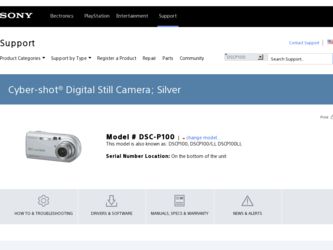 DSC-P100LJ driver download page on the Sony site