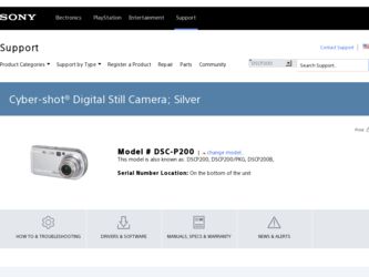 DSC P200 driver download page on the Sony site