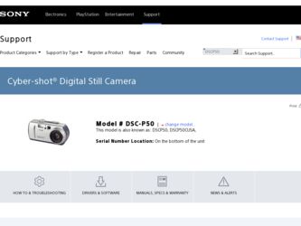 DSC P50 driver download page on the Sony site