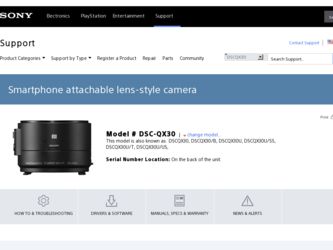 DSC-QX30 driver download page on the Sony site