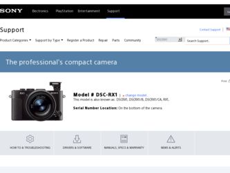 DSC-RX1 driver download page on the Sony site