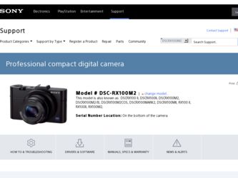 DSC-RX100M2COS driver download page on the Sony site