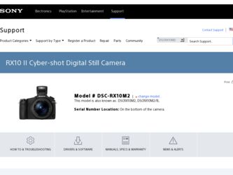 DSC-RX10M2 driver download page on the Sony site