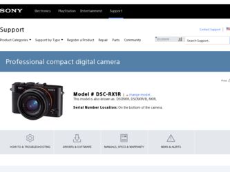 DSC-RX1R driver download page on the Sony site