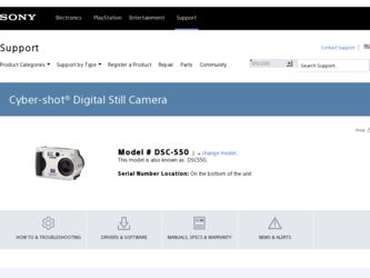 DSC S50 driver download page on the Sony site