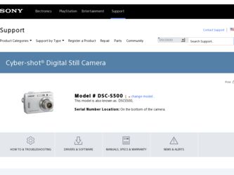 DSC S500 driver download page on the Sony site