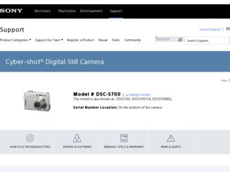 DSC S700 driver download page on the Sony site
