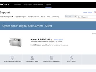 DSC T300 driver download page on the Sony site