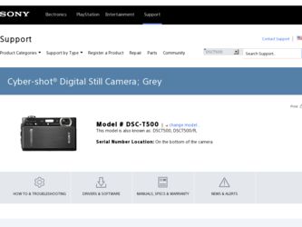 DSC T500 driver download page on the Sony site