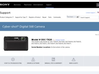DSC-TX20 driver download page on the Sony site