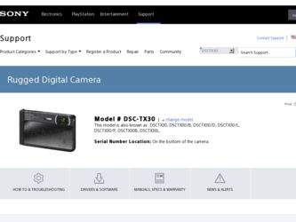 DSC-TX30 driver download page on the Sony site