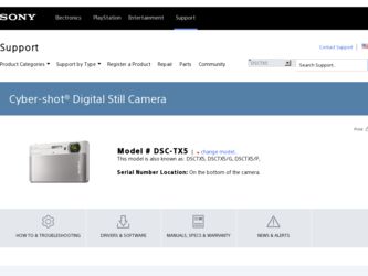 DSC-TX5 driver download page on the Sony site