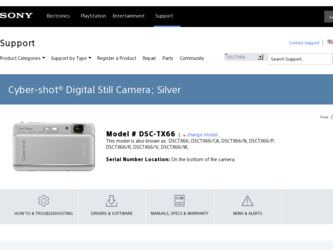 DSC-TX66 driver download page on the Sony site