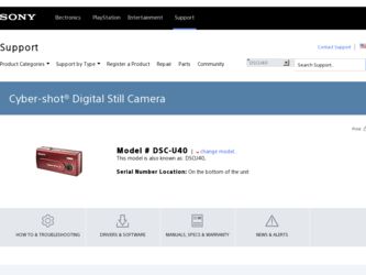 DSC-U40 driver download page on the Sony site