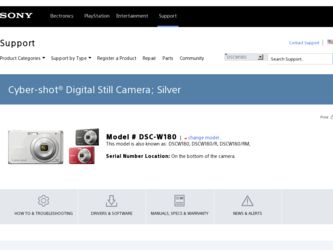 DSC W180 driver download page on the Sony site