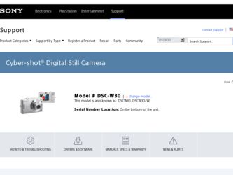 DSC W30 driver download page on the Sony site