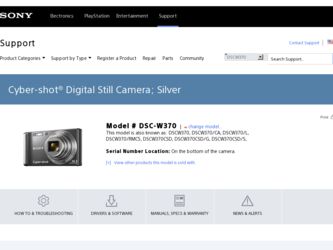 DSC-W370 driver download page on the Sony site