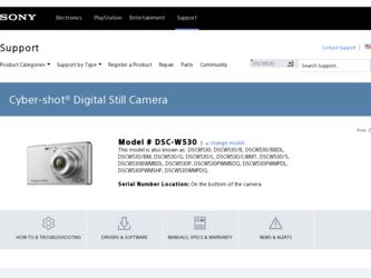 DSC-W530 driver download page on the Sony site