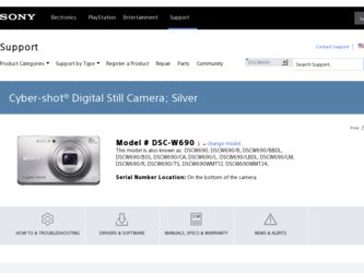 DSC-W690 driver download page on the Sony site