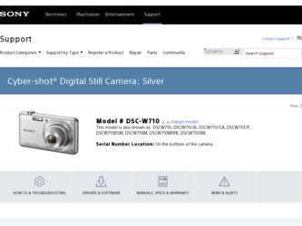DSC-W710 driver download page on the Sony site