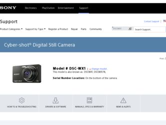 DSC WX1 driver download page on the Sony site