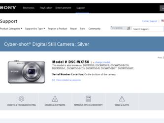 DSC-WX150 driver download page on the Sony site