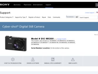 DSC-WX300 driver download page on the Sony site