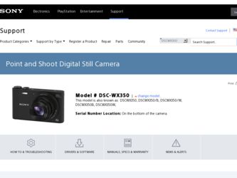 DSC-WX350 driver download page on the Sony site