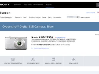 DSC-WX50 driver download page on the Sony site