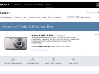 DSC-WX70 driver download page on the Sony site