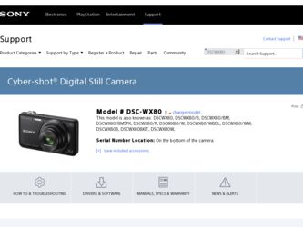 DSC-WX80 driver download page on the Sony site
