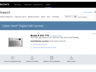 DSCT70 driver download page on the Sony site
