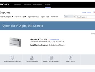 DSCT9 driver download page on the Sony site