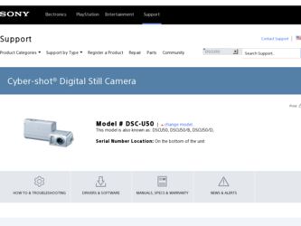 DSCU50 driver download page on the Sony site