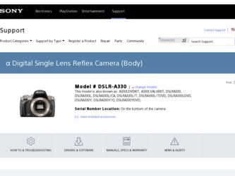 DSLR A330L driver download page on the Sony site