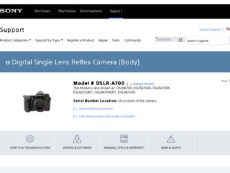 DSLR A700 driver download page on the Sony site