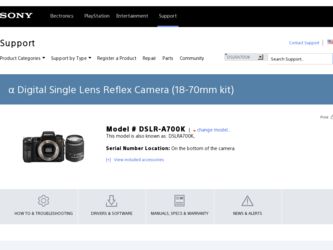 DSLR-A700K driver download page on the Sony site