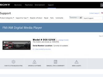 DSX-S210X driver download page on the Sony site
