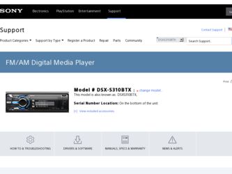 DSX-S310BTX driver download page on the Sony site
